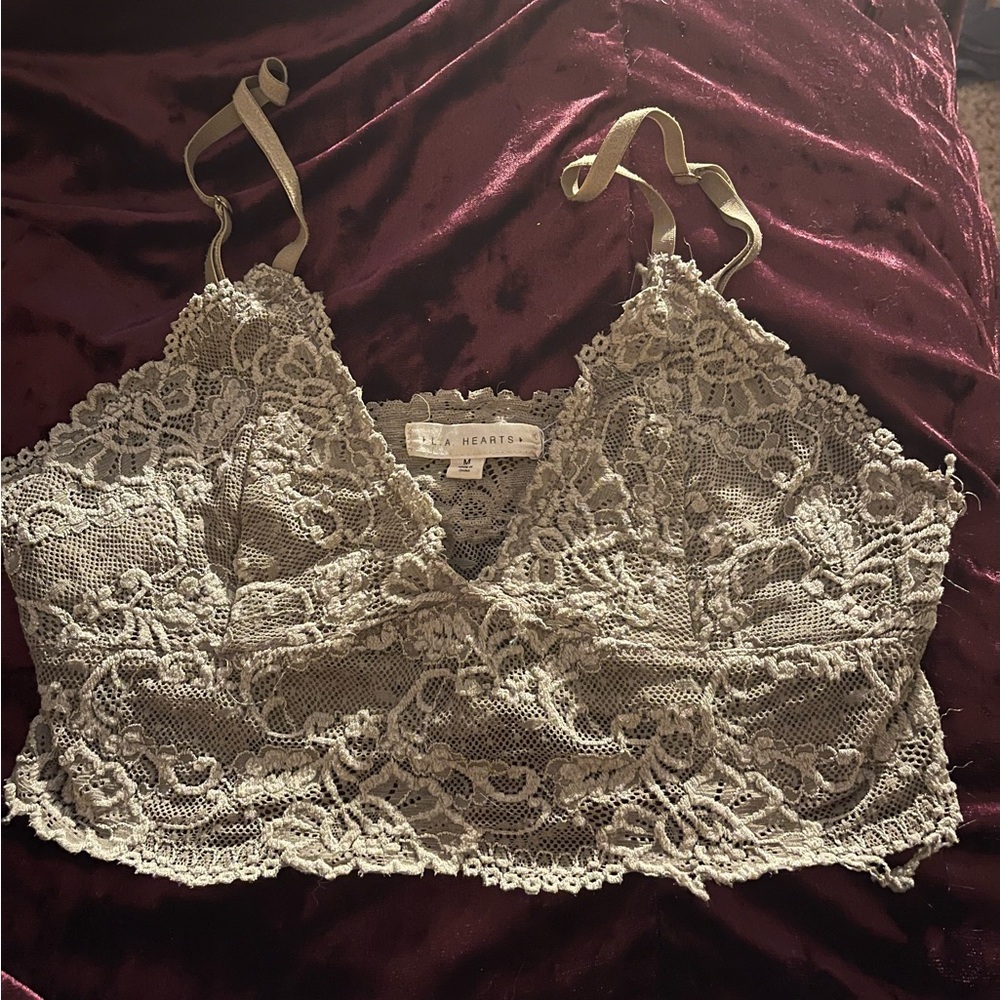 L.A. Hearts Lace Bralette In Dusty/Sage Green